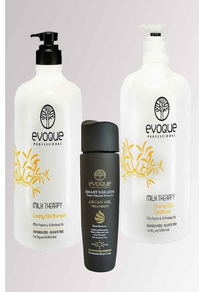Evoque Sülfatsız Şampuan 1 L + Saç Kremi 1 L + Argan Yağ 125 ML