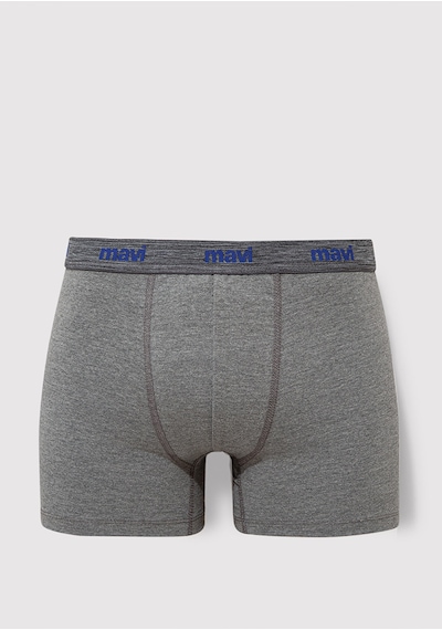 Mavi - 3lü Gri Basic Boxer Seti 0911407-23854 Beyaz