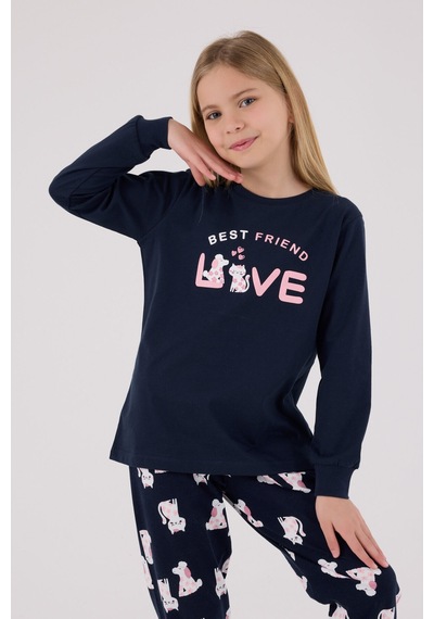Rolypoly Kız Çocuk Lacivert Pijama Takımı Lacivert