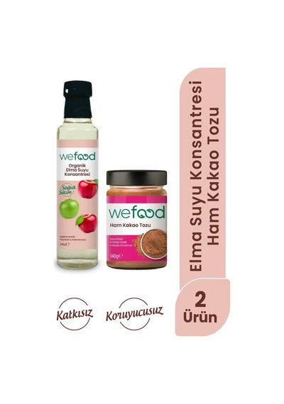 Wefood Ham Kakao Tozu 140 Gr + Wefood Organik Elma Suyu Konsantresi 340 Gr 8683347038091