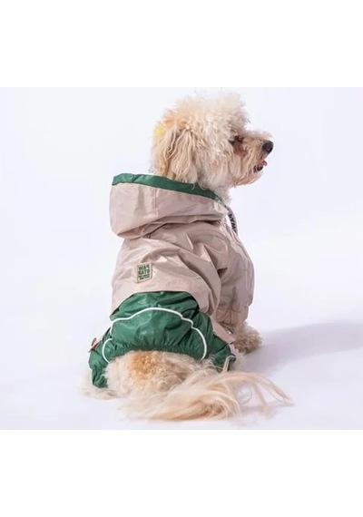 2as Polarlı Bej-yeşil Küçük Irk Köpekler İçin Su Geçirmez Yağmurluk Tulum M 142335