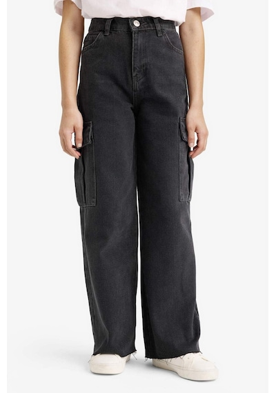 Defacto Kız Çocuk Wide Leg Kargo Geniş Paça Jean Pantolon E7323a825aunm36 Antrasit