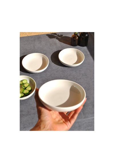 4 Adet Porselen Çukur Kase 13 Cm Küçük Boy Meze Kahvaltılık Tabak Beyaz