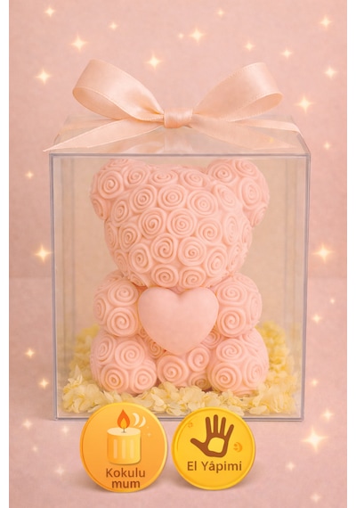 20'li Ayıcık Şeklinde Kokulu Mum Söz Nişan Baby Shower Hediyeliği Pembe