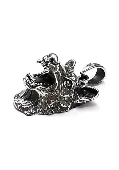 Omar Silver Unisex Kurt Kafası Kolye Ucu Oksitli Büyük Boy Gümüş (513868009)