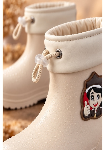 Muggo Kitty İçi Kürklü Lastikli Unisex Çocuk Günlük Yağmur Ve Kar Çizmesi Bej