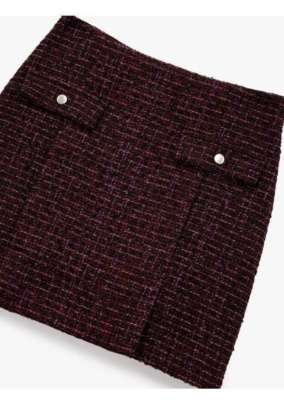 Koton Cep Detaylı Düğmeli A Kesim Slim Fit Tüvit Mini Etek Mor Desenli 6wal70009ıw Mor Desenli Koton Cep Detaylı Düğmeli A Kesim Slim Fit Tüvit Mini Etek Mor Desenli 6wal70009ıw Mor Desenli