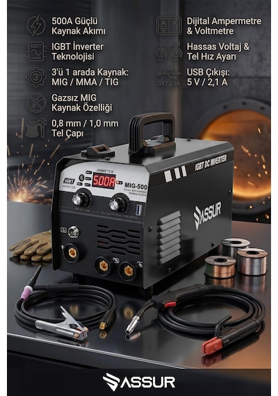 Mıg-350 350a Profesyonel 3'ü 1 Arada Mıg Mma Tıg İnverter Gazsız Gazaltı Kaynak Makinesi-3212