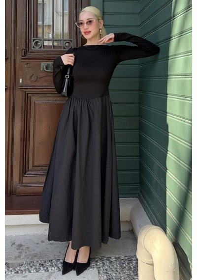Madmext Siyah Maxi Boy %100 Pamuklu Kadın Elbise Mg2365 Siyah
