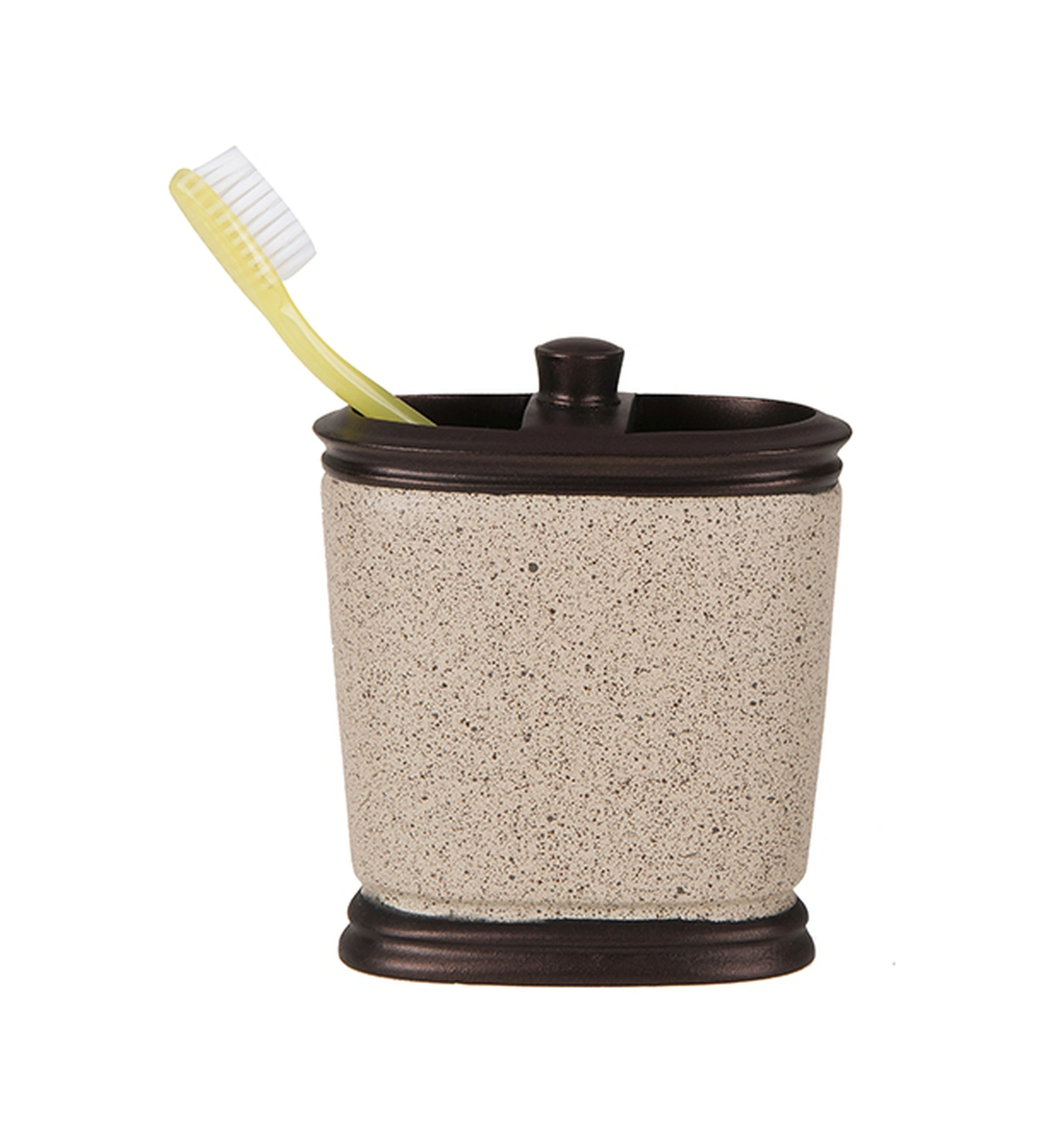 2 Adet Diş Fırçalık Bronz Kumlu Poliresin 10x12x5cm Banyo Seti Çok Renkli