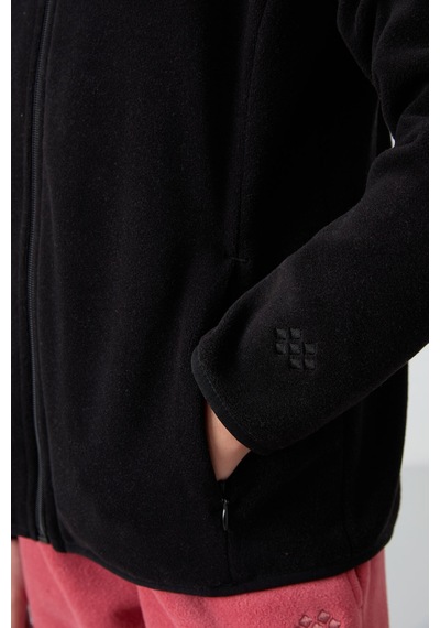 Tommy Life Siyah Kalın Yumuşak Dokulu Standart Fit Nakışlı Polar Kız Çocuk Sweatshirt - 75154 Siyah