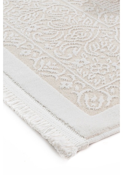 Badelya Home Krem Ekru 7134 Modern Doğal Taban Saçaklı Salon Koridor Mutfak Çocuk Oturma Odası Halı Yolluk 7134-krem