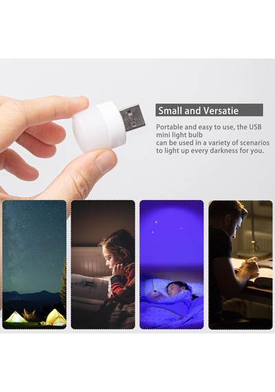 Xspring Mini Usb Led Işık Lambası, 6 Adet Usb Fişli Led Gece Lambası, Yatak Odası, Koridor, Kamp, Okuma, Uyku İçin Rgb Taşınabilir Ortam Lambası Sıcak Işık
