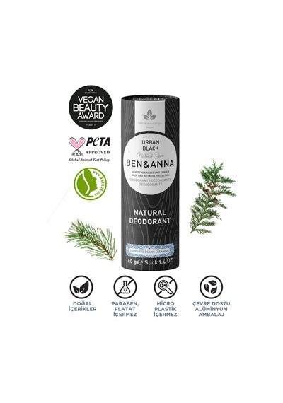 Ben&anna Aktif Karbon Doğal Diş Macunu Florürlü + Urban Black Doğal Deodorant 40 G,