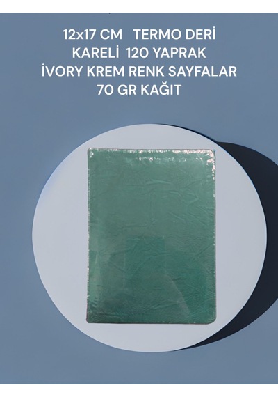12x17 Cm Termo Deri Kareli 120 Yaprak İvory Krem Renk Sayfalar 70 Gr Kağıt Gri