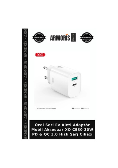 Özel Seri Ev Aleti Adaptör Mobil Aksesuar Xo Ce30 30w Pd & Qc 3.0 Hızlı Şarj Cihazı
