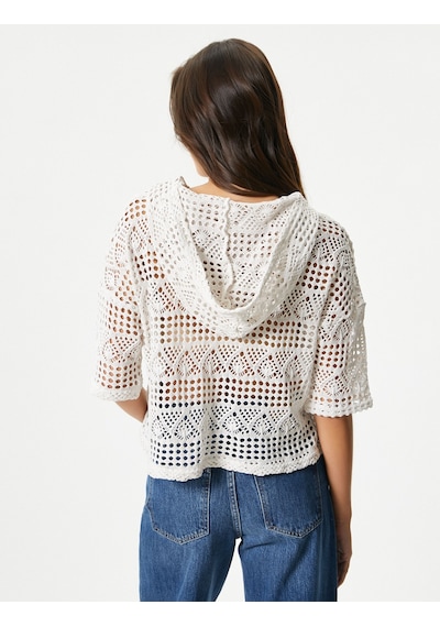 Koton Crop Ajurlu Sweatshirt Kapüşonlu Kısa Kollu Kırık Beyaz 4sak10453ek Ekru Koton Crop Ajurlu Sweatshirt Kapüşonlu Kısa Kollu Kırık Beyaz 4sak10453ek Ekru