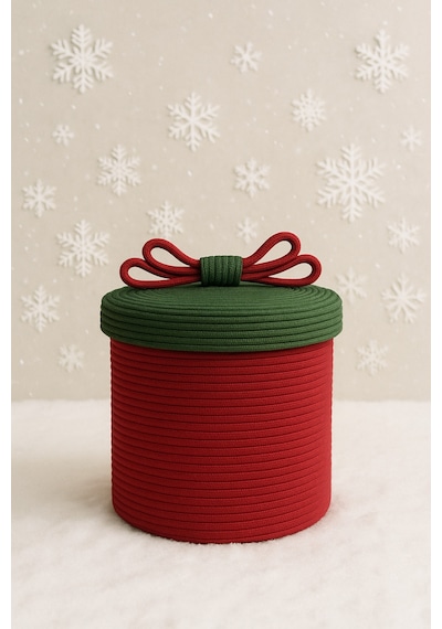 Mavaux Christmas 4 Lü Jüt Halatlı Dekoratif Hediye Sepeti Seti Kırmızı Yeşil Noel Sepeti Çok Renkli 30 X 30