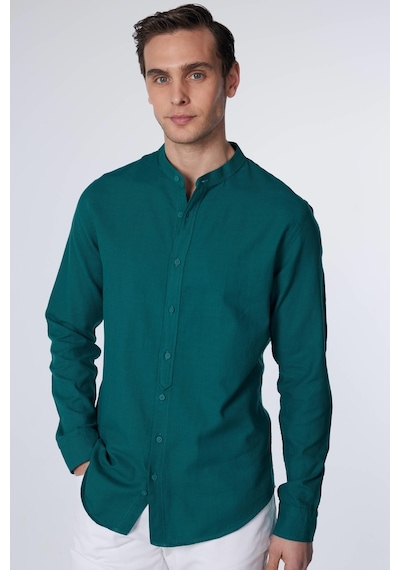 Tudors Erkek Slim Fit Dar Kesim Uzun Kollu %100 Pamuk Keten Doku Hakim Yaka Yeşil Gömlek-30475 Yeşil Tudors Erkek Slim Fit Dar Kesim Uzun Kollu %100 Pamuk Keten Doku Hakim Yaka Yeşil Gömlek-30475 Yeşil