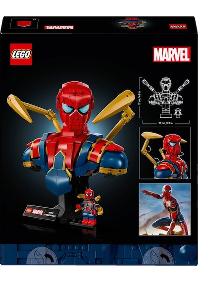 LEGO® ǀ Marvel Iron Örümcek Adam Büstü 76326 - Yetişkinler için Koleksiyonluk Sergileme Modeli Yapım Seti (379 Parça)