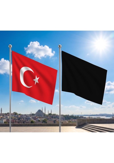 Harzemşahlar Bayrağı Ve Alpaka Kumaş Türk Bayrağı 2'li Set 70x105cm Diğer