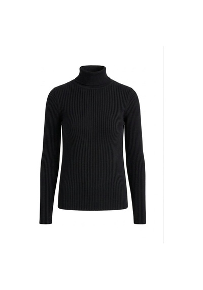 Onno Style Women Fitilli Balıkcı Yaka Basic Kazak SIYAH