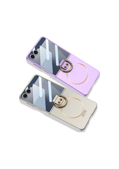 Galaxy Uyumlu Z Flip 7 Kılıf M-safe Şarj Özellikli Pazarplus Kıpta Yüzüklü Flip Sert Kılıf Pembe