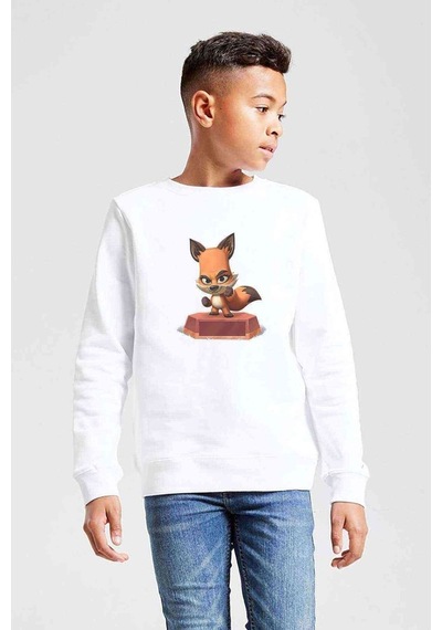Tshirthane Nix Zooba Battle Royale Baskılı Unisex Çocuk Beyaz Sweatshirt Beyaz