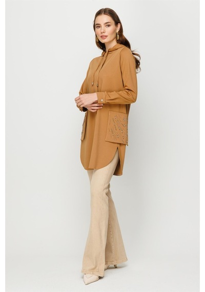 Esswaap Torba Cep Üzeri Taş İşli Fermuar Kapamalı Git Çık Tunik Camel-camel Camel Esswaap Torba Cep Üzeri Taş İşli Fermuar Kapamalı Git Çık Tunik Camel-camel Camel