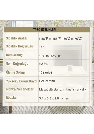 Thermopro Tp50 Termometre İç Mekan Dijital Sıcaklık Ve Nem Ölçer - 2 Adet