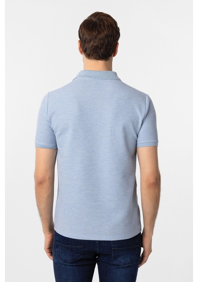 Süvari Regular Waffle Kumaş V Patlı Polo Yaka Nefes Alabilen T-shirt Buz Mavi