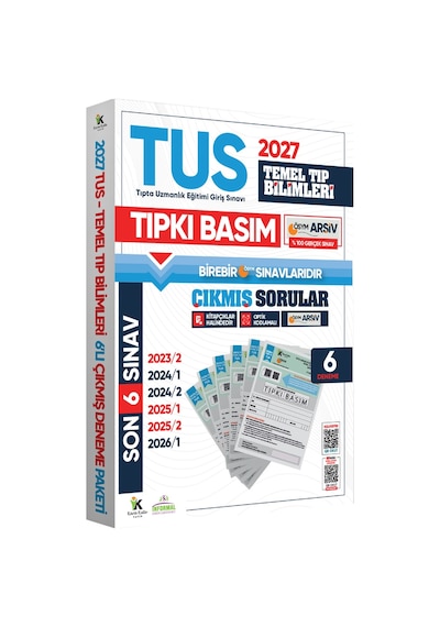 Karakutu Yayınları 2027 TUS Temel Tıp Bilimleri ÖSYM Çıkmış Soru Tıpkı Basım Son 4 Yıl 6lı Deneme Kitapçığı