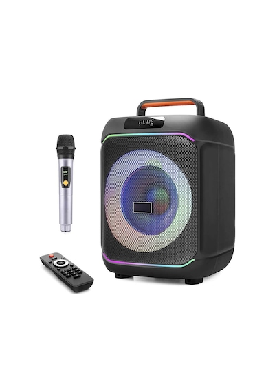 Karaoke Mikrofonlu Bluetooth Hoparlör Fm Radyo 40w 8 İnç Rgb Kumandalı Siyah Jbr818 Evimdeyokyok