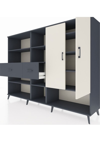 Hyperion Dolap 10 Raflı 2 Çekmeceli 2 Kapaklı 220x44x163 Antrasit Antrasit-aytaşı/antrasit Hyperion Dolap 10 Raflı 2 Çekmeceli 2 Kapaklı 220x44x163 Antrasit Antrasit-aytaşı/antrasit