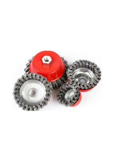 2 Li Set Çanak Spiral Çelik Tel Fırça Burgu Silindir Çelik Fırça Örgü Çelik