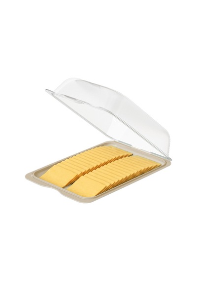 Gıda Saklama Kabı &şeffaf Kapaklı Derin Şarküteri Saklama Kabı, Buzdolabı Kahvaltılık Peynir Salam Kabı, 63 X 250 X 170 Mm Bpa Free Bej - 934760994 Bej