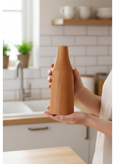 Ahşap Vazo Yasmin Küçük 16 Cm Ahşap