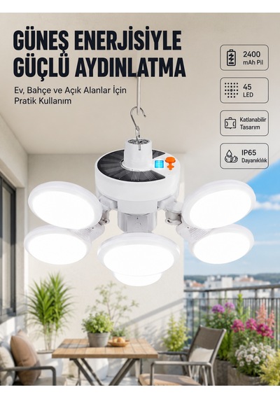 Güneş Enerjili Katlanabilir 5 Kanatlı Solar Bahçe Lambası - Lisinya 92232824