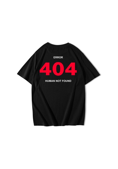 Brz Collection Unisex Oversize Error 404 Human Not Found T-shirt-siyah Siyah