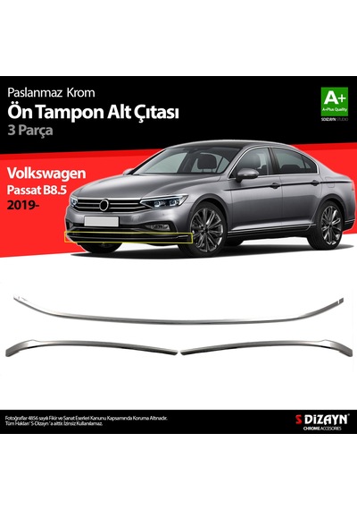 S-Dizayn Vw Passat B8.5 Krom Ön Tampon Alt Çıtası 3 Parça 2019 ve