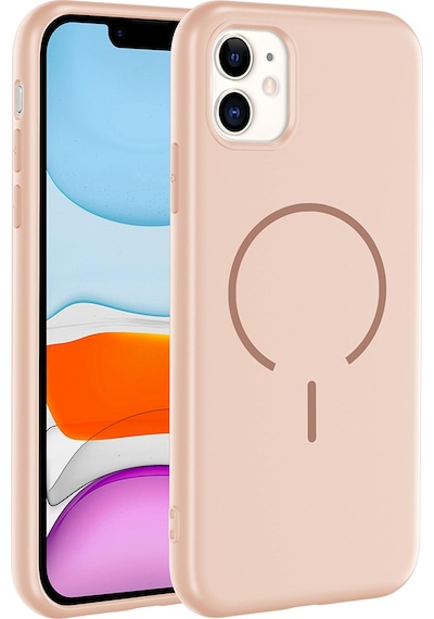 Apple Uyumlu iPhone 11 Kılıf M-safe Şarj Özellikli Ata Meta Kapak - Rose Pembe Rose Pembe