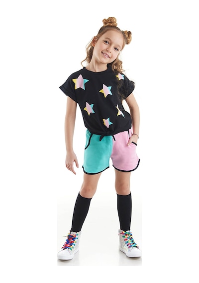 Denokids Mshb&g Renkli Yıldız Kız Çocuk T-Shirt Şort Takım Çok Renkli