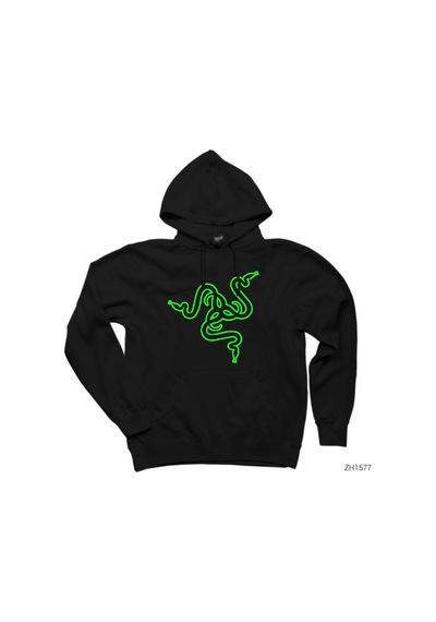 Razer Logo Siyah Kapşonlu Sweatshirt Hoodie