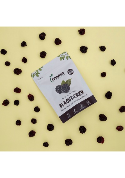Fruvivo Dondurularak Kurutulmuş Böğürtlen Freeze Dry Blackberry Şeker İlavesiz %100 Doğal Vegan Atıştırmalık 20 G