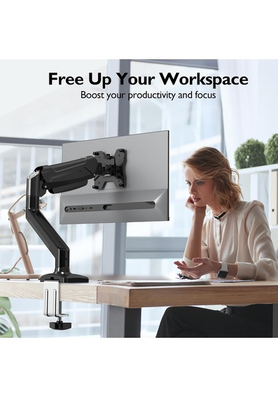 13-32 İnç Gazlı Amortisörlü Tekli Monitör Kolu, 9 Kg A Kadar, Tam Hareketli, Vesa 75x75/100x100