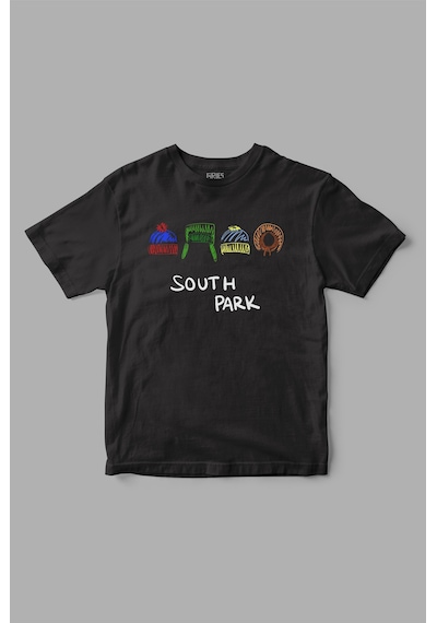 South Park "hats" Baskılı Tişört Siyah