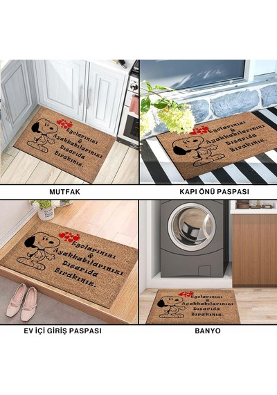 Dekoratif Kapı Önü Paspası - Kaymaz Taban 3 Çok Renkli