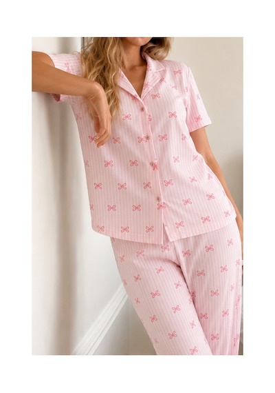 Fit Women Kadın Loose Kalıp Pamuklu Pembe Pijama Takımı