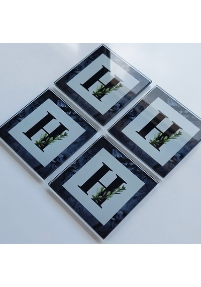 Decorita Cam Bardak Altlığı H Harfli Tasarım 4'lü Takım 10 x 10 CM Çok Renkli