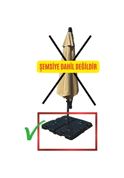 Ampul Şemsiye Ağırlık Bidonu Dörtlü Set Parasol Şemsiye Ağrılık Seti Siyah